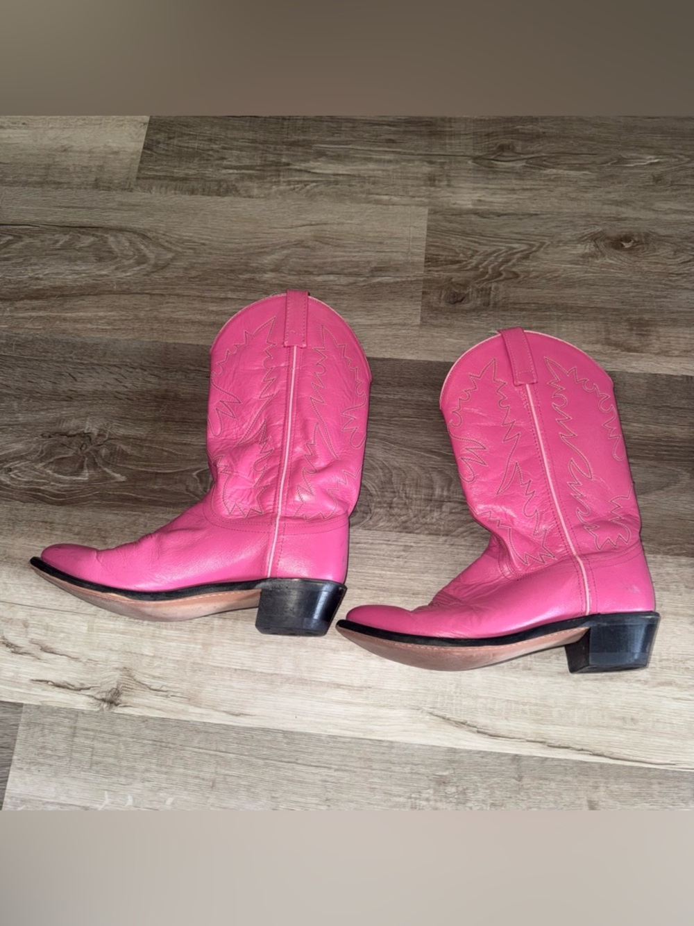 Pink Authentic Genuine Leather Cowboy Boots - Picture 9 of 11